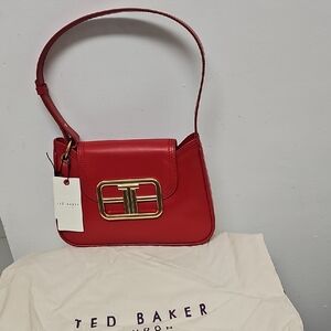 Ted Baker Red Shoulder Bag with Gold Buckle...